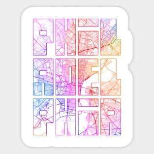 Philadelphia, USA City Map Typography - Colorful Sticker